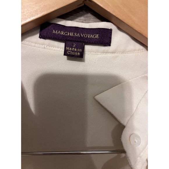Marchesa Voyage Women Ivory Sz 2 Small Silk Top Blouse Cottagecore Peasant - Picture 3 of 9